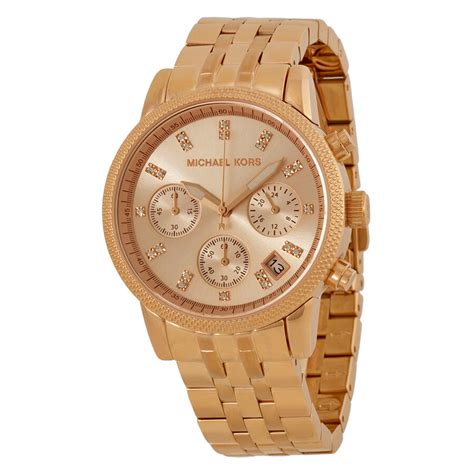 michael kors rose gold stainless steel chronograph watch|Michael Kors ritz chronograph.